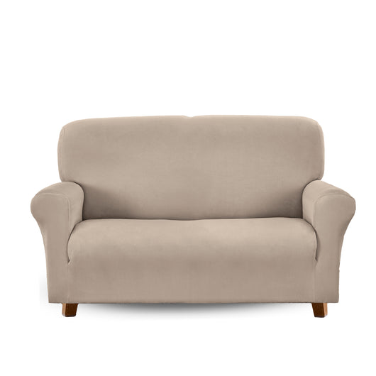 Copridivano In Velluto Elegante Impermeabile Tessuto Elasticizzato Antimacchia Copripoltrona Salva Divano Due Tre Posti Cover Sofà Universale Certificato Oekotex Antigraffio Animali  Tortora - Divano 2 posti