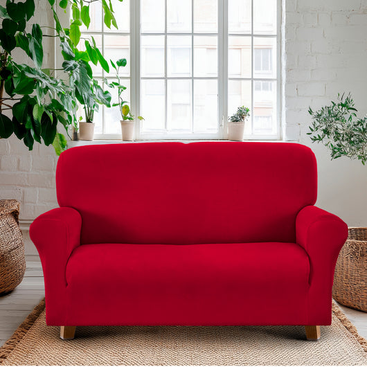 Copridivano In Velluto Elegante Impermeabile Tessuto Elasticizzato Antimacchia Copripoltrona Salva Divano Due Tre Posti Cover Sofà Universale Certificato Oekotex Antigraffio Animali  Bordeaux - Divano 2 posti