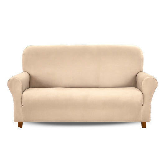 Copridivano In Velluto Elegante Impermeabile Tessuto Elasticizzato Antimacchia Copripoltrona Salva Divano Due Tre Posti Cover Sofà Universale Certificato Oekotex Antigraffio Animali  Crema - Divano 3 posti