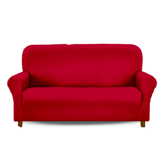 Copridivano In Velluto Elegante Impermeabile Tessuto Elasticizzato Antimacchia Copripoltrona Salva Divano Due Tre Posti Cover Sofà Universale Certificato Oekotex Antigraffio Animali  Bordeaux - Divano 3 posti