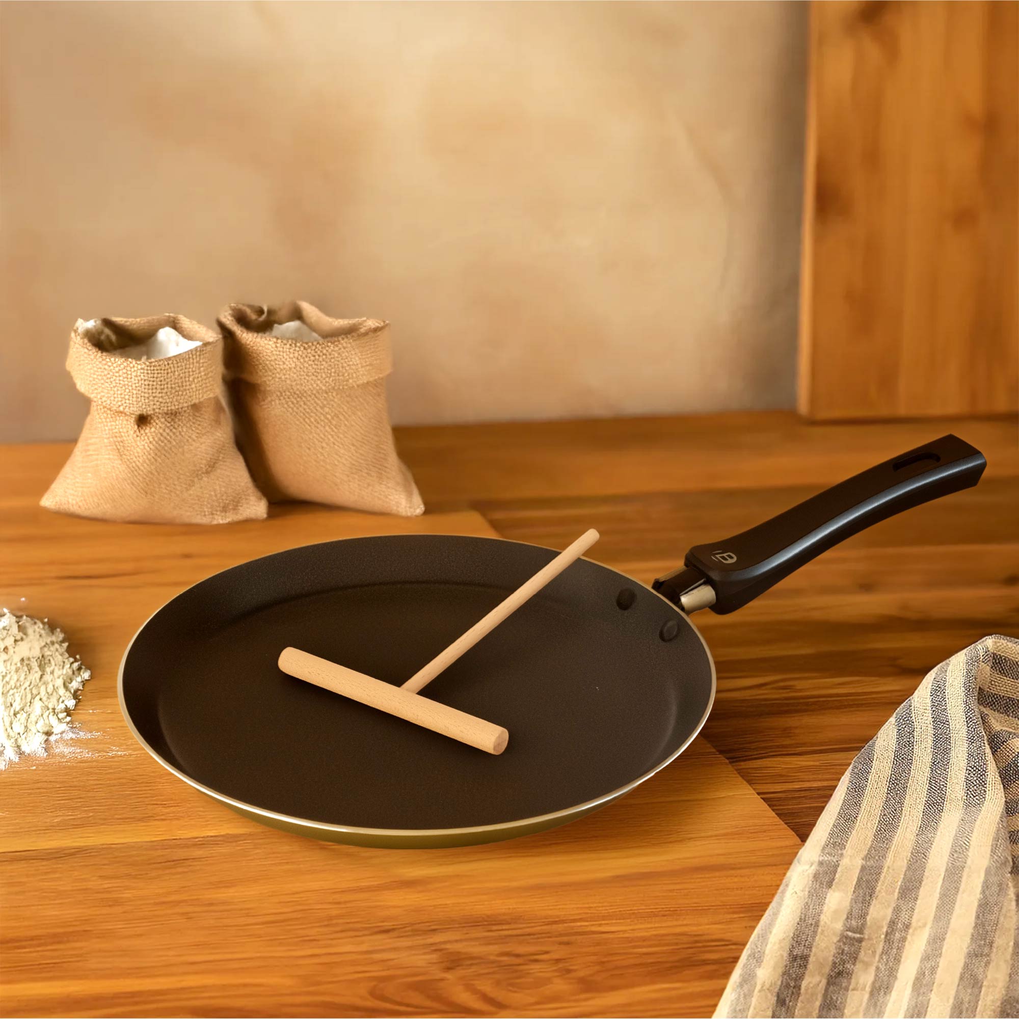 Crepiera In Alluminio 26 Cm Per Induzione Antiaderente Ideale Per Crepes Pancake Uova Tutti i Piani Cottura Gas Piastre Vetroceramica Con Distributore Di Impasti Certificata Contatto Alimentare