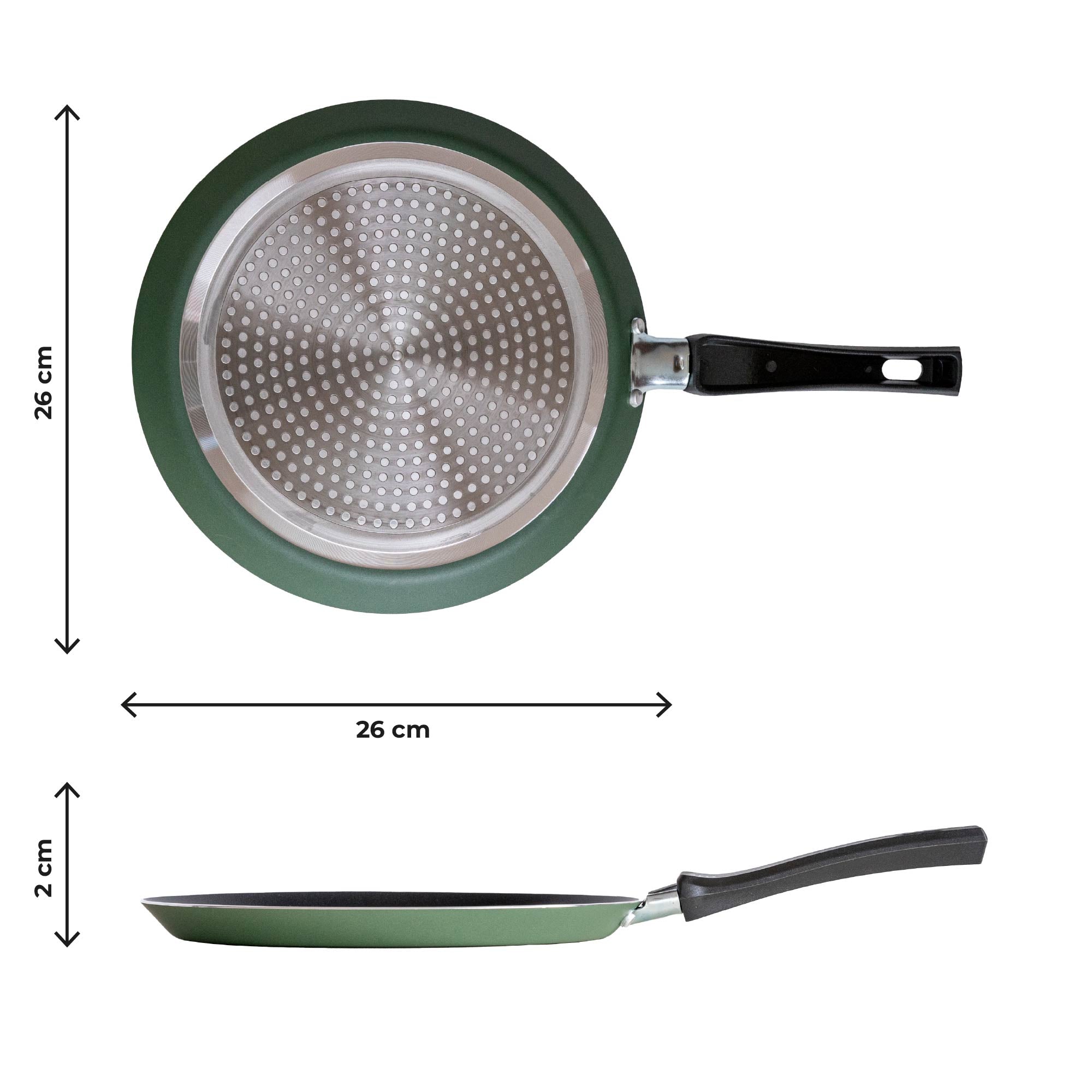 Crepiera In Alluminio 26 Cm Per Induzione Antiaderente Ideale Per Crepes Pancake Uova Tutti i Piani Cottura Gas Piastre Vetroceramica Con Distributore Di Impasti Certificata Contatto Alimentare