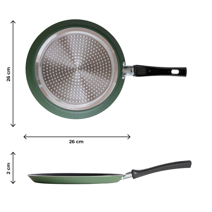 Crepiera In Alluminio 26 Cm Per Induzione Antiaderente Ideale Per Crepes Pancake Uova Tutti i Piani Cottura Gas Piastre Vetroceramica Con Distributore Di Impasti Certificata Contatto Alimentare