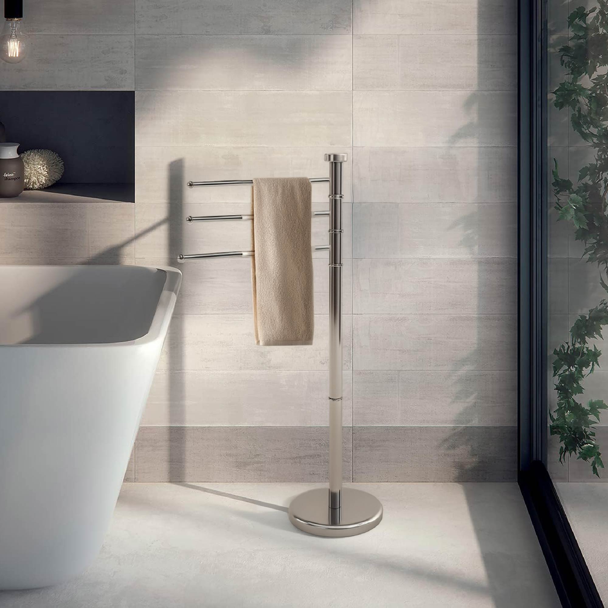 Piantana In Acciaio Inox Porta Asciugamani Da Terra 3 Bracci Girevoli 22x87 Cm Organizer Accessori Bagno Porta Stendi Salviette Bagno Moderno Elegante Stendi Indumenti