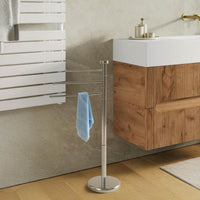 Piantana In Acciaio Inox Porta Asciugamani Da Terra 3 Bracci Girevoli 22x87 Cm Organizer Accessori Bagno Porta Stendi Salviette Bagno Moderno Elegante Stendi Indumenti