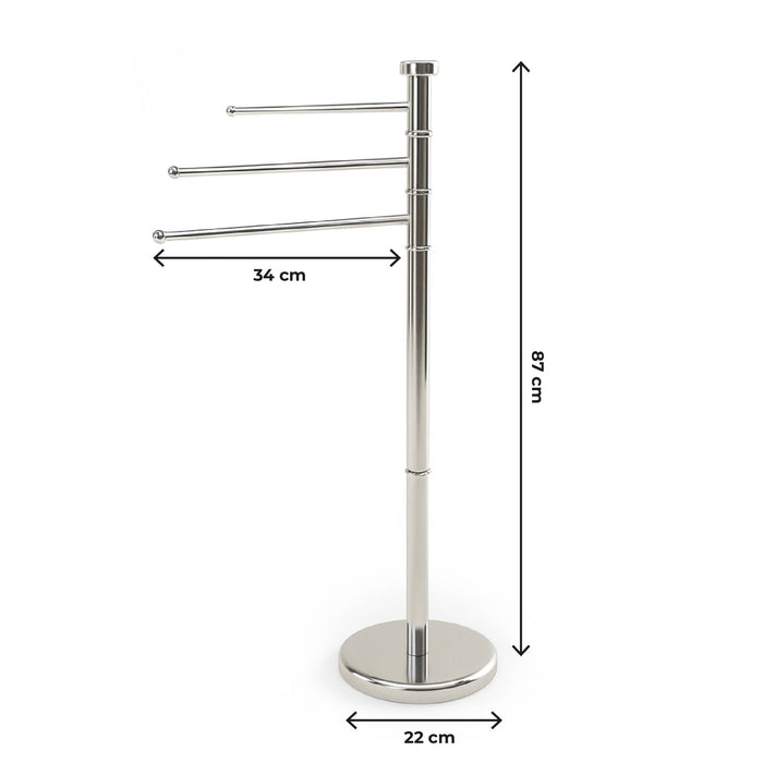 Piantana In Acciaio Inox Porta Asciugamani Da Terra 3 Bracci Girevoli 22x87 Cm Organizer Accessori Bagno Porta Stendi Salviette Bagno Moderno Elegante Stendi Indumenti
