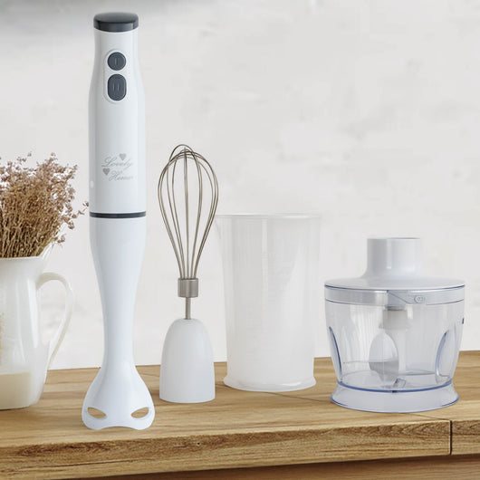 Frullatore a Immersione Multifunzione 4 In 1 Minipimper Acciaio inox Velocità Regolabili Con Frusta,Tritatutto Da 500 ml, Bicchiere Misurino 500 Ml Certificato Contatto Alinentare CE RoHS