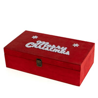 Cassetta Portabottiglia In Legno Idea Regalo Natale Contenitore Vino 2 Misure Disponibili Singola Doppia Scatola Bottiglie Vino 750 Ml Scritta Merry Christmas Regali Di Natale Rosso - Doppia