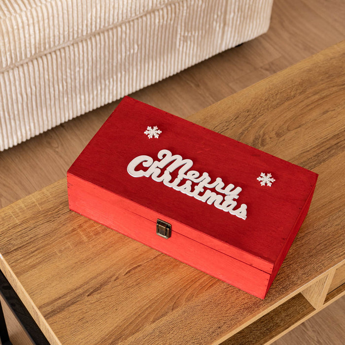 Cassetta Portabottiglia In Legno Idea Regalo Natale Contenitore Vino 2 Misure Disponibili Singola Doppia Scatola Bottiglie Vino 750 Ml Scritta Merry Christmas Regali Di Natale Rosso - Doppia