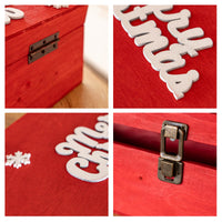 Cassetta Portabottiglia In Legno Idea Regalo Natale Contenitore Vino 2 Misure Disponibili Singola Doppia Scatola Bottiglie Vino 750 Ml Scritta Merry Christmas Regali Di Natale Rosso - Doppia