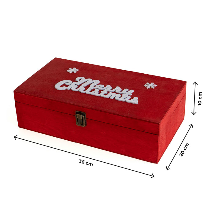 Cassetta Portabottiglia In Legno Idea Regalo Natale Contenitore Vino 2 Misure Disponibili Singola Doppia Scatola Bottiglie Vino 750 Ml Scritta Merry Christmas Regali Di Natale Rosso - Doppia