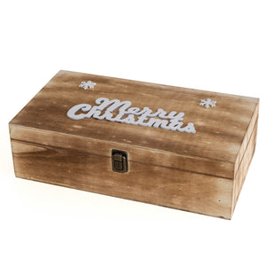 Cassetta Portabottiglia In Legno Idea Regalo Natale Contenitore Vino 2 Misure Disponibili Singola Doppia Scatola Bottiglie Vino 750 Ml Scritta Merry Christmas Regali Di Natale Naturale - Doppia