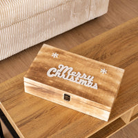 Cassetta Portabottiglia In Legno Idea Regalo Natale Contenitore Vino 2 Misure Disponibili Singola Doppia Scatola Bottiglie Vino 750 Ml Scritta Merry Christmas Regali Di Natale Naturale - Doppia