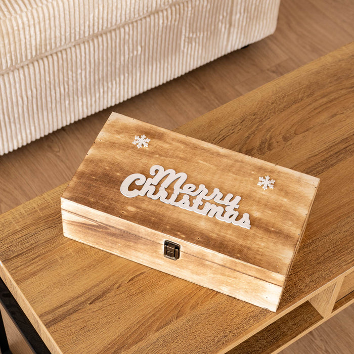 Cassetta Portabottiglia In Legno Idea Regalo Natale Contenitore Vino 2 Misure Disponibili Singola Doppia Scatola Bottiglie Vino 750 Ml Scritta Merry Christmas Regali Di Natale Naturale - Doppia