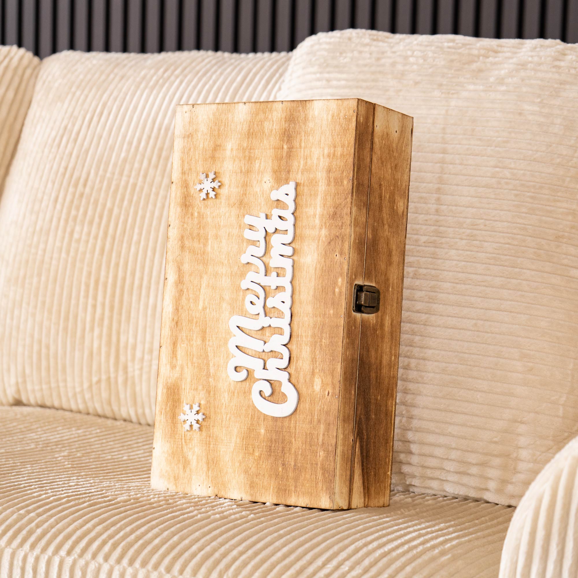 Cassetta Portabottiglia In Legno Idea Regalo Natale Contenitore Vino 2 Misure Disponibili Singola Doppia Scatola Bottiglie Vino 750 Ml Scritta Merry Christmas Regali Di Natale Naturale - Doppia