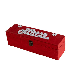 Cassetta Portabottiglia In Legno Idea Regalo Natale Contenitore Vino 2 Misure Disponibili Singola Doppia Scatola Bottiglie Vino 750 Ml Scritta Merry Christmas Regali Di Natale Rosso - Singola
