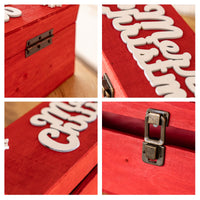 Cassetta Portabottiglia In Legno Idea Regalo Natale Contenitore Vino 2 Misure Disponibili Singola Doppia Scatola Bottiglie Vino 750 Ml Scritta Merry Christmas Regali Di Natale Rosso - Singola