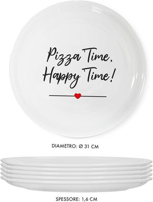 Set Di 6 Pezzi Piatti Per Pizza Grandi In Porcellana Piatto Cucina Pizze Piatti Piani Xxl Decorati Con Scritte
