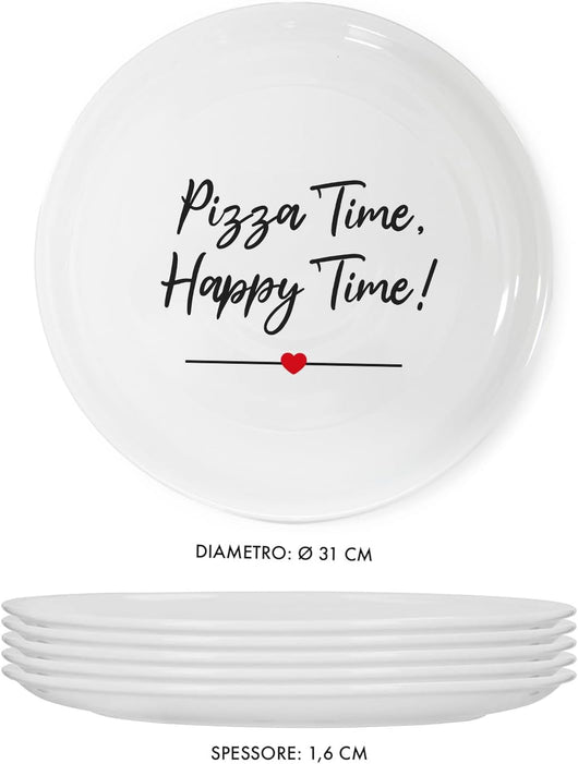Set Di 6 Pezzi Piatti Per Pizza Grandi In Porcellana Piatto Cucina Pizze Piatti Piani Xxl Decorati Con Scritte