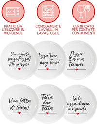 Set Di 6 Pezzi Piatti Per Pizza Grandi In Porcellana Piatto Cucina Pizze Piatti Piani Xxl Decorati Con Scritte
