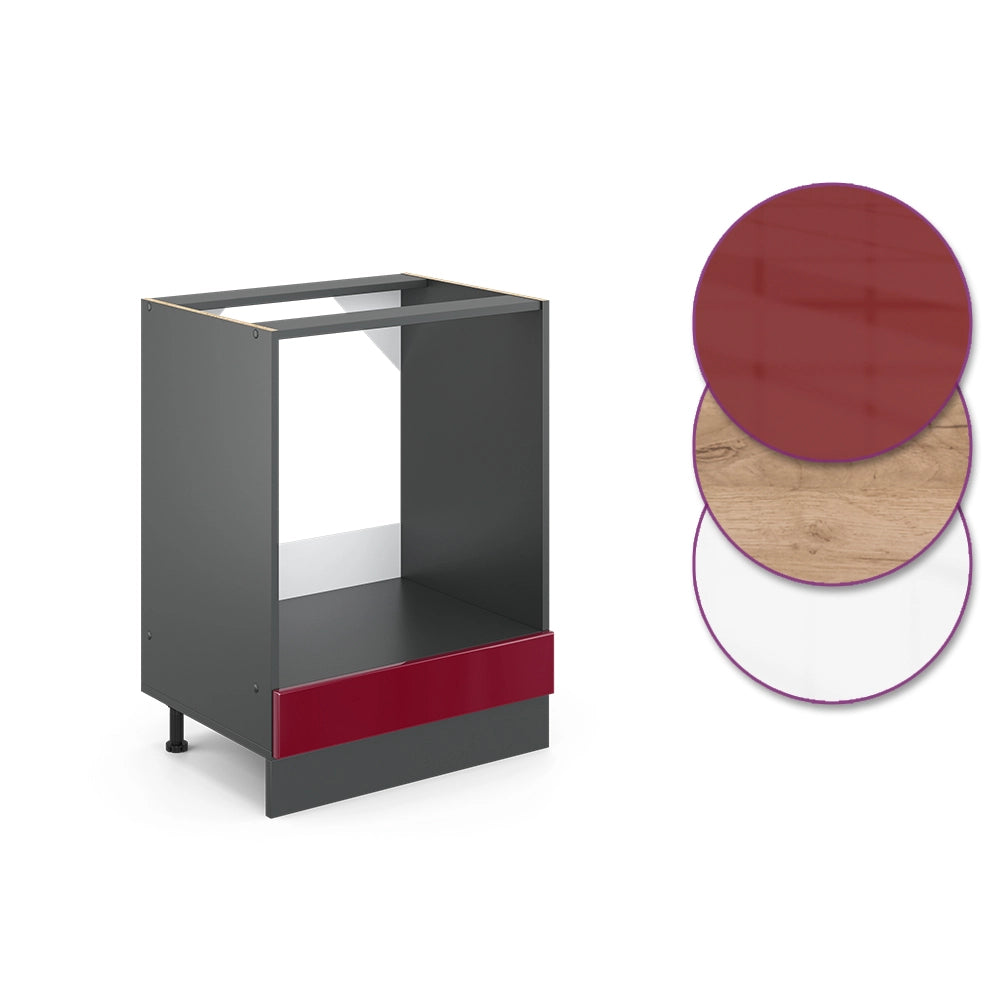 Vicco Mobile per forno da incasso Rosso lucido 60 cm , PL Antracite