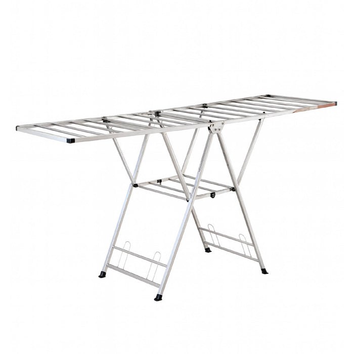 Stendibiancheria In Acciaio Inox 180 Cm Pieghevole Stendino Robusto Griglia Antipiega Portatile Per Uso Interno Esterno Piedini Antiscivolo Salvaspazio Stenditoio