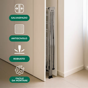 Stendibiancheria In Acciaio Inox 180 Cm Pieghevole Stendino Robusto Griglia Antipiega Portatile Per Uso Interno Esterno Piedini Antiscivolo Salvaspazio Stenditoio