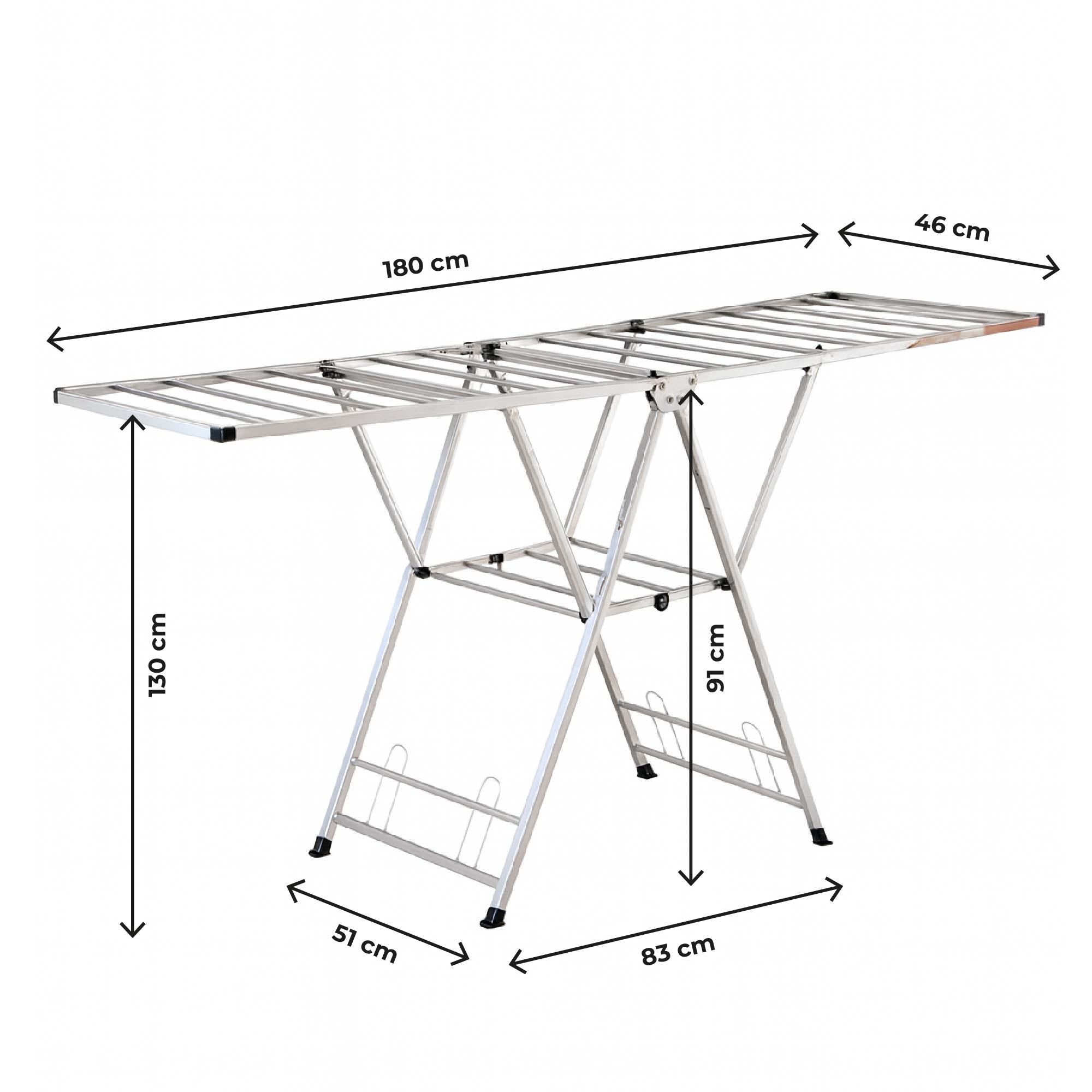 Stendibiancheria In Acciaio Inox 180 Cm Pieghevole Stendino Robusto Griglia Antipiega Portatile Per Uso Interno Esterno Piedini Antiscivolo Salvaspazio Stenditoio