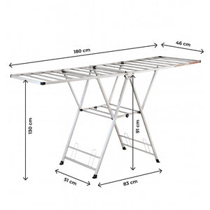 Stendibiancheria In Acciaio Inox 180 Cm Pieghevole Stendino Robusto Griglia Antipiega Portatile Per Uso Interno Esterno Piedini Antiscivolo Salvaspazio Stenditoio