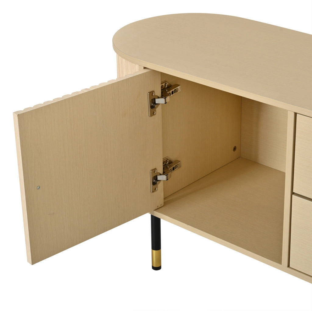 Mobile TV 180x40x58 cm con 2 cassetti; 2 ante e gestione cavi in MDF naturale