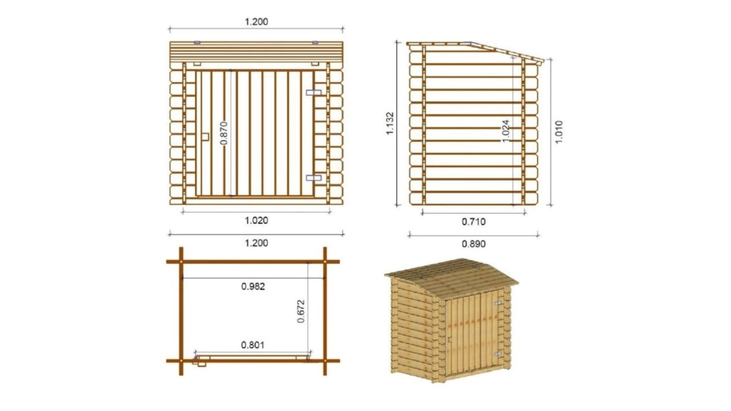 Armadietto da giardino per piscina per attrezzature 1.2x0.89 m H.1.13 m - Impregnato - SZA7 - ALTANKA