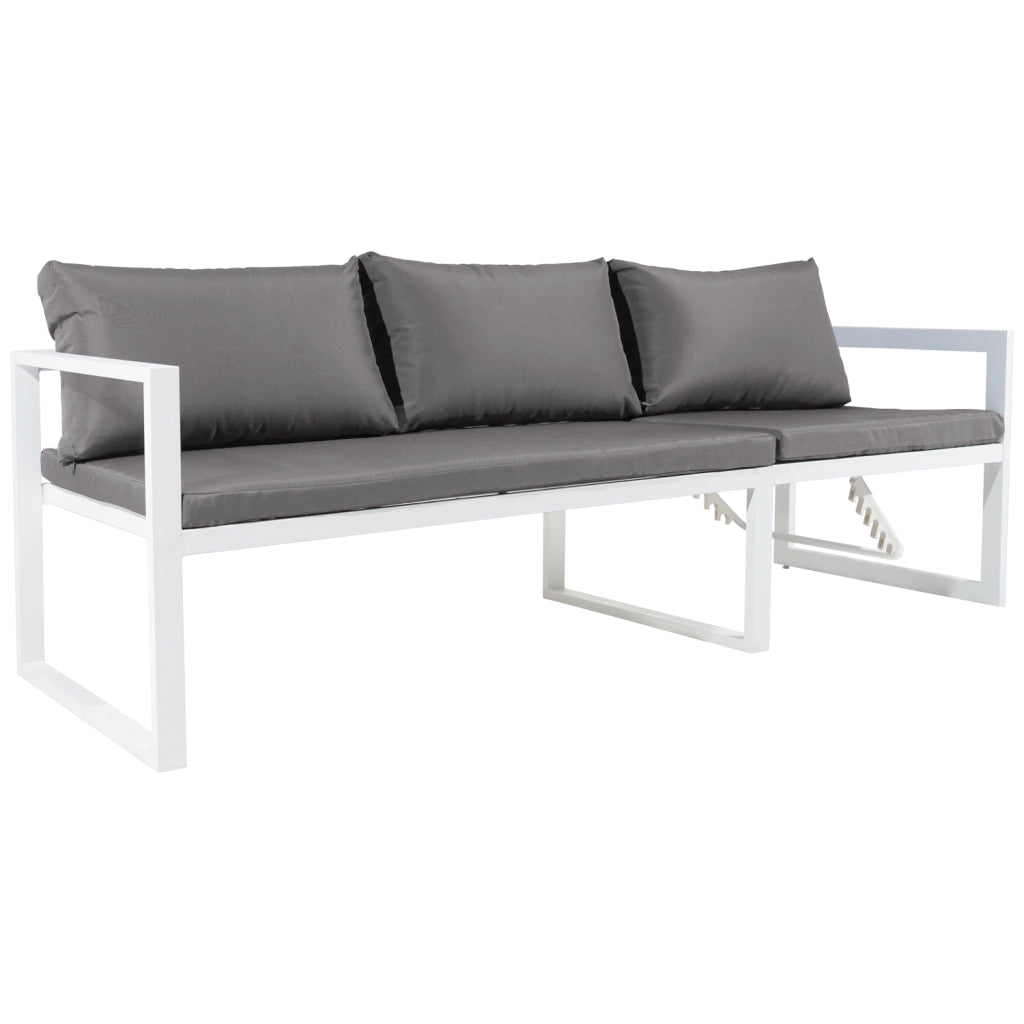 Set di mobili da giardino modulari IBIZA in tessuto grigio 4 posti - alluminio bianco