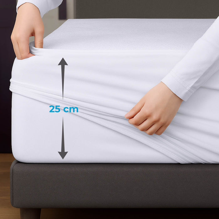 Coprimaterasso Impermeabile Proteggi Materasso Lenzuolo Sotto Bianco Cotone Microfibra Incontinenza Con Angoli Elasticizzati Resistente Antiacaro Traspirante Anziani Bambini Matrimoniale180x200Cm