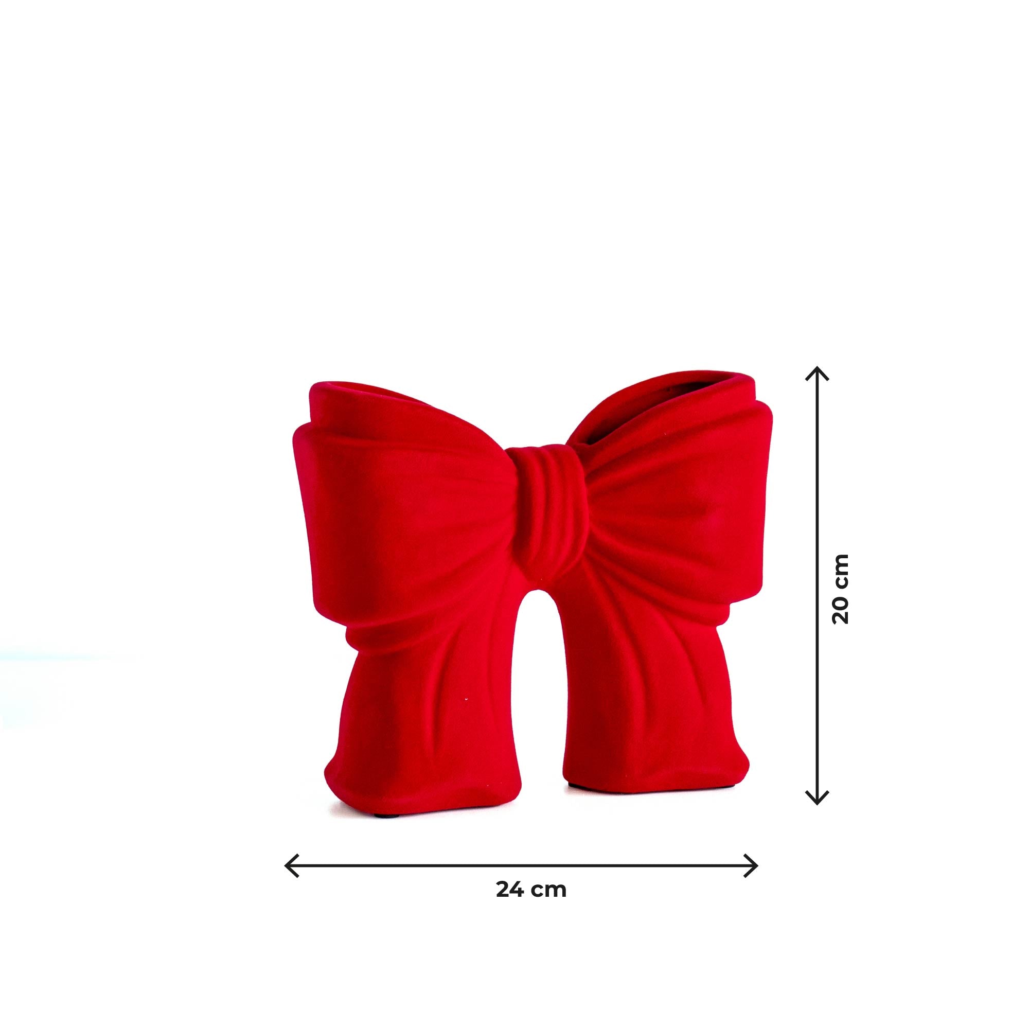 Vaso Decorativo Moderno da Interno in Ceramica – Collezione Design Elegante per Arredo Casa,Vasi Da Soggiorno, Tavolo o Salotto Soprammobile Di Design Fiocco - Rosso effetto Velluto