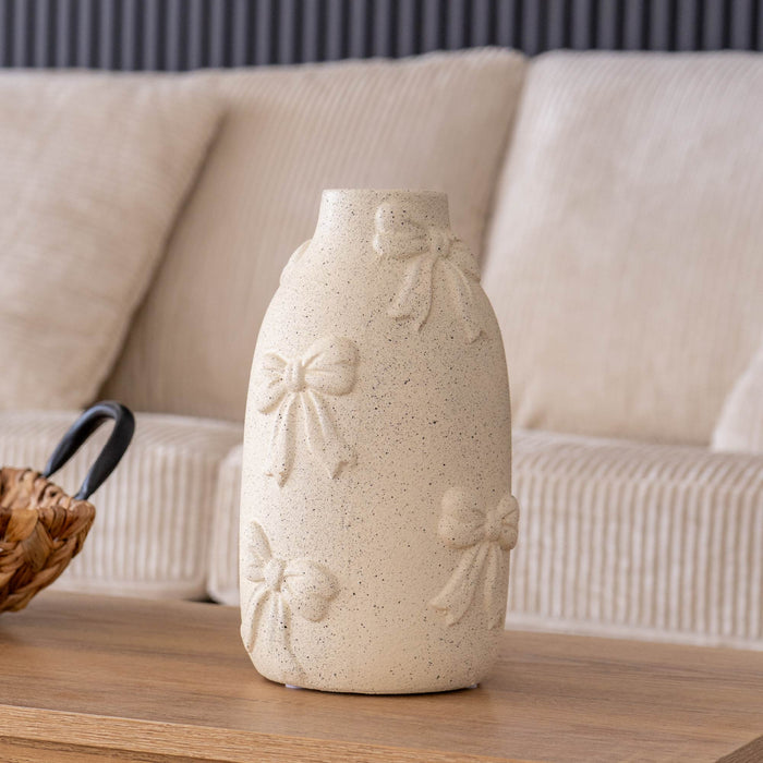 Vaso Decorativo Moderno da Interno in Ceramica – Collezione Design Elegante per Arredo Casa,Vasi Da Soggiorno, Tavolo o Salotto Soprammobile Di Design Anfora Papillon - Bianco Natural