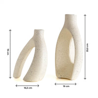 Vaso Decorativo Moderno da Interno in Ceramica – Collezione Design Elegante per Arredo Casa,Vasi Da Soggiorno, Tavolo o Salotto Soprammobile Di Design Intrecci-2Pz - Bianco Natural