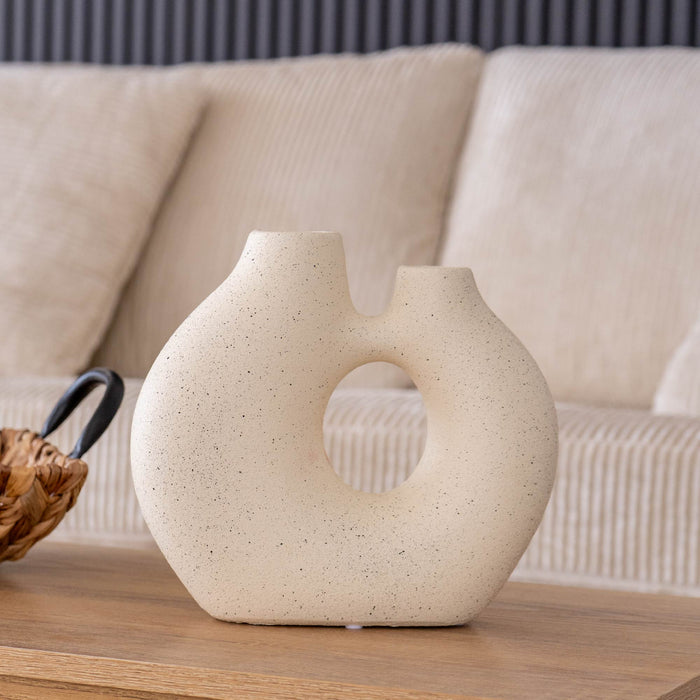 Vaso Decorativo Moderno da Interno in Ceramica – Collezione Design Elegante per Arredo Casa,Vasi Da Soggiorno, Tavolo o Salotto Soprammobile Di Design Zen - Bianco Natural