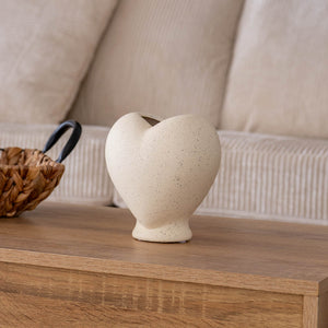 Vaso Decorativo Moderno da Interno in Ceramica – Collezione Design Elegante per Arredo Casa,Vasi Da Soggiorno, Tavolo o Salotto Soprammobile Di Design Cuoricino - Bianco Natural