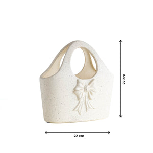 Vaso Decorativo Moderno da Interno in Ceramica – Collezione Design Elegante per Arredo Casa,Vasi Da Soggiorno, Tavolo o Salotto Soprammobile Di Design Borsetta - Bianco Natural