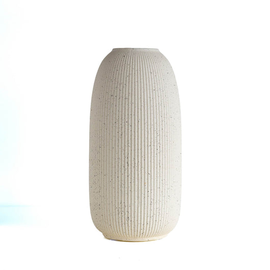 Vaso Decorativo Moderno da Interno in Ceramica – Collezione Design Elegante per Arredo Casa,Vasi Da Soggiorno, Tavolo o Salotto Soprammobile Di Design Anfora Rigata - Bianco Natural