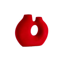 Vaso Decorativo Moderno da Interno in Ceramica – Collezione Design Elegante per Arredo Casa,Vasi Da Soggiorno, Tavolo o Salotto Soprammobile Di Design Zen - Rosso effetto Velluto