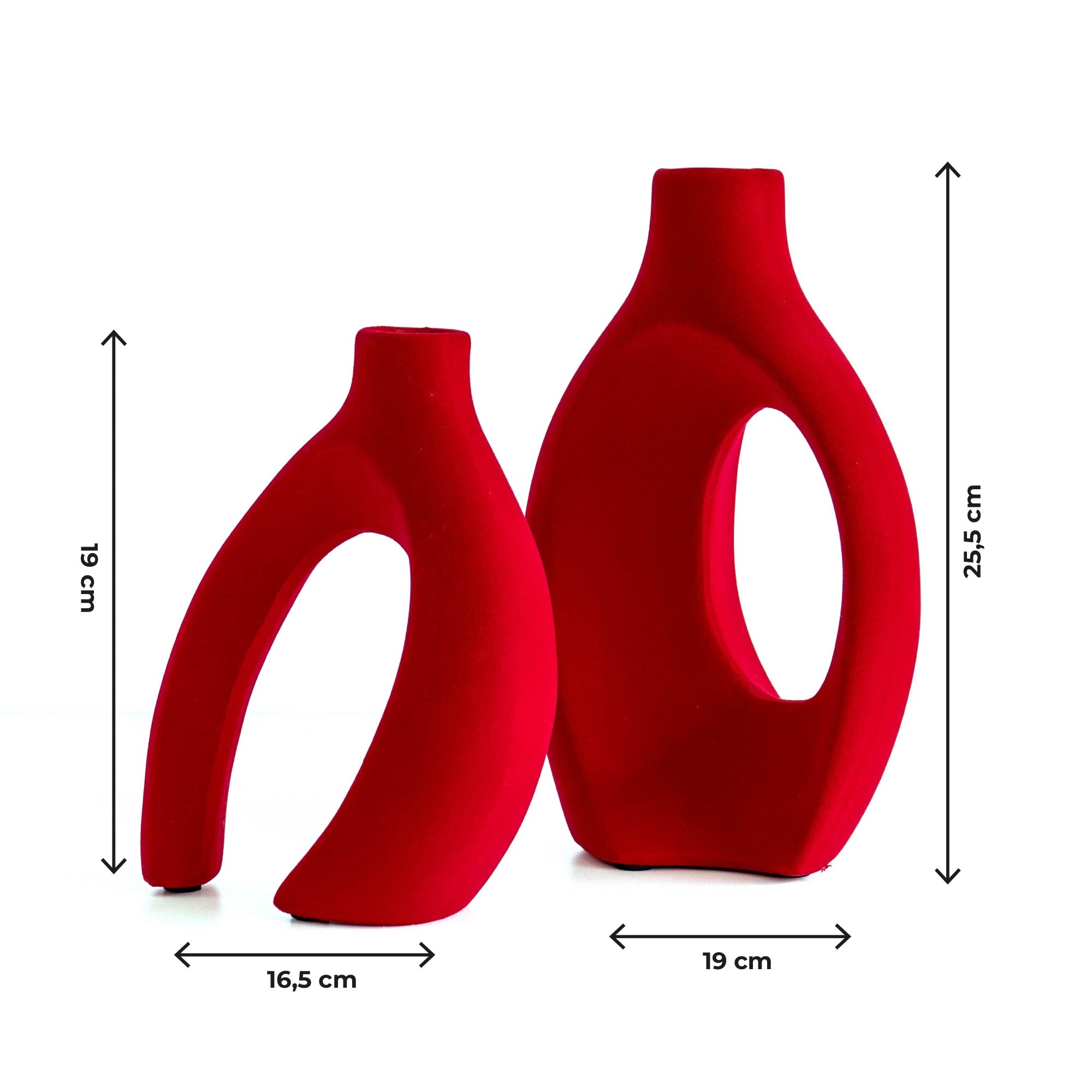 Vaso Decorativo Moderno da Interno in Ceramica – Collezione Design Elegante per Arredo Casa,Vasi Da Soggiorno, Tavolo o Salotto Soprammobile Di Design Intrecci-2Pz - Rosso effetto Velluto
