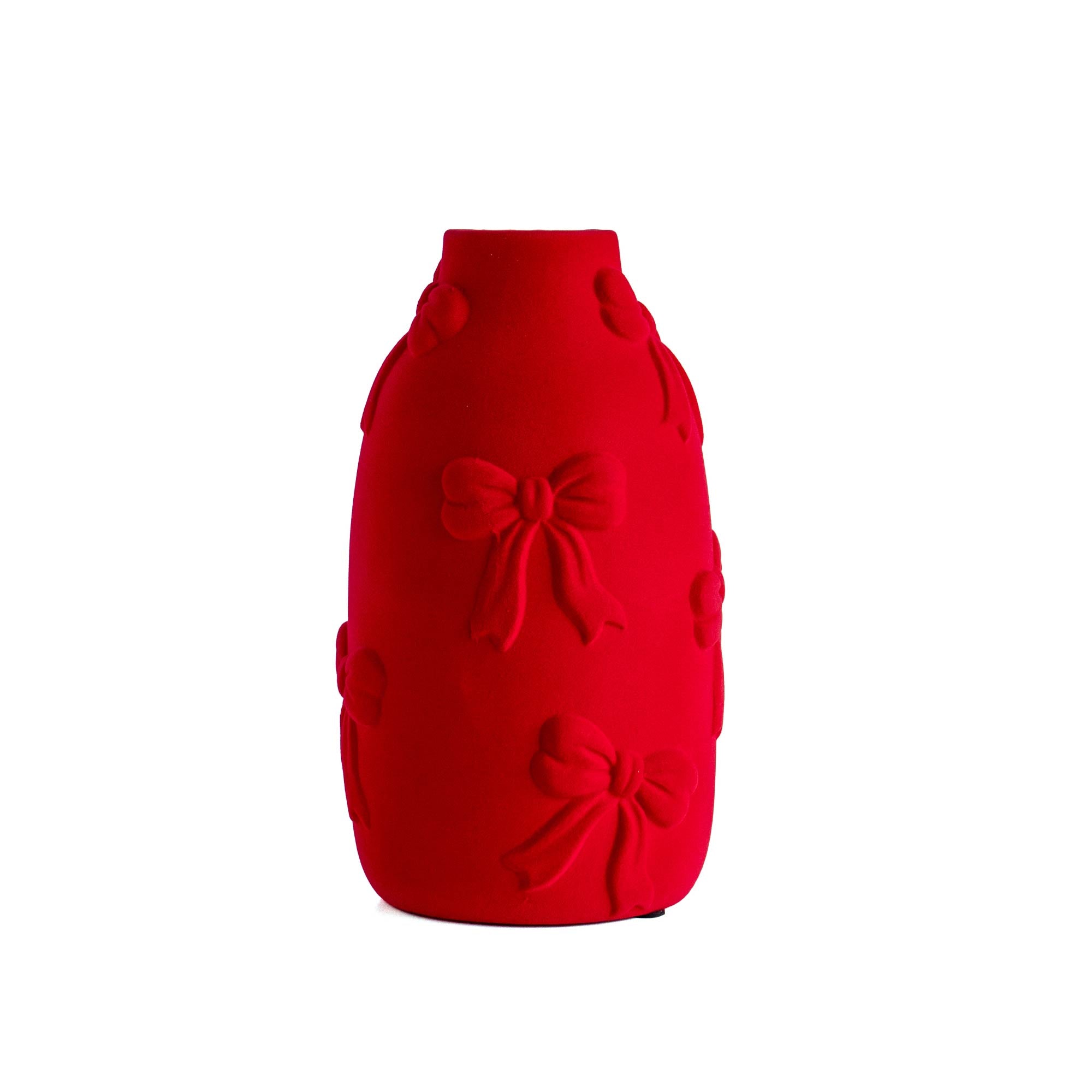 Vaso Decorativo Moderno da Interno in Ceramica – Collezione Design Elegante per Arredo Casa,Vasi Da Soggiorno, Tavolo o Salotto Soprammobile Di Design Anfora Papillon - Rosso effetto Velluto