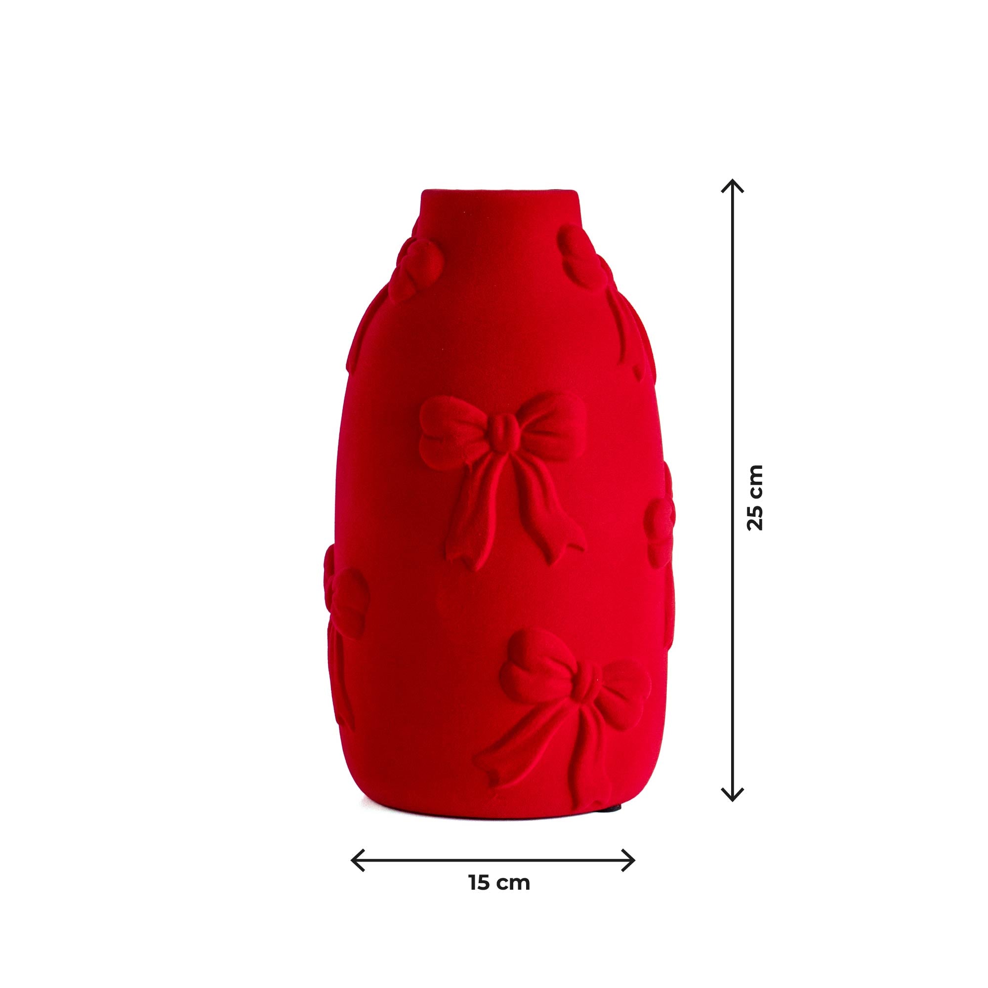 Vaso Decorativo Moderno da Interno in Ceramica – Collezione Design Elegante per Arredo Casa,Vasi Da Soggiorno, Tavolo o Salotto Soprammobile Di Design Anfora Papillon - Rosso effetto Velluto