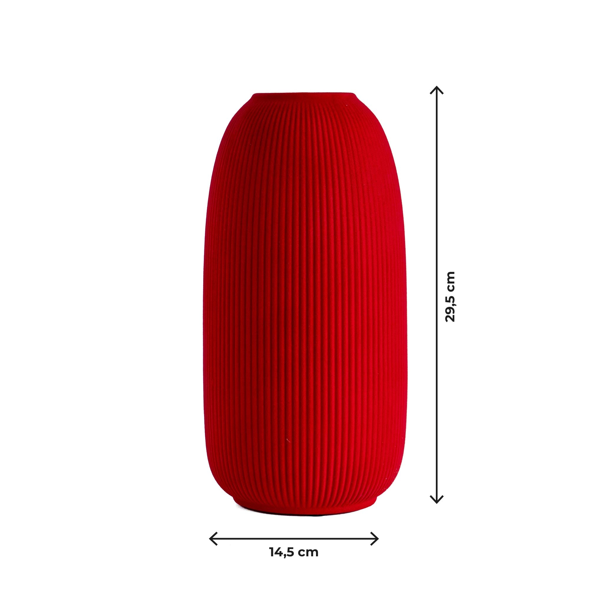 Vaso Decorativo Moderno da Interno in Ceramica – Collezione Design Elegante per Arredo Casa,Vasi Da Soggiorno, Tavolo o Salotto Soprammobile Di Design Anfora Rigata - Rosso effetto Velluto