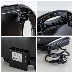 Piastra Elettrica 800W per Panini e Toast – Rivestimento Antiaderente, Termostato con Doppia Spia Luminosa, Cavo 75 cm – Certificazione CE & RoHS – 21x8x20 cm