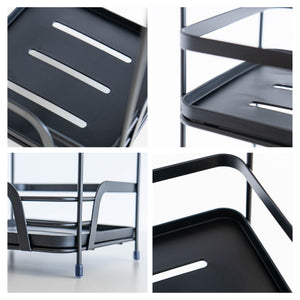 Mobiletto portaoggetti da bagno a 2 o 3 ripiani – Organizzatore bagno per salviette, sapone e accessori, scaffale salvaspazio in metallo con ripiani in plastica, già montato 2 Ripiani