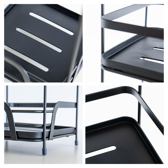 Mobiletto portaoggetti da bagno a 2 o 3 ripiani – Organizzatore bagno per salviette, sapone e accessori, scaffale salvaspazio in metallo con ripiani in plastica, già montato 2 Ripiani