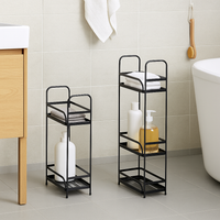 Mobiletto portaoggetti da bagno a 2 o 3 ripiani – Organizzatore bagno per salviette, sapone e accessori, scaffale salvaspazio in metallo con ripiani in plastica, già montato 3 Ripiani