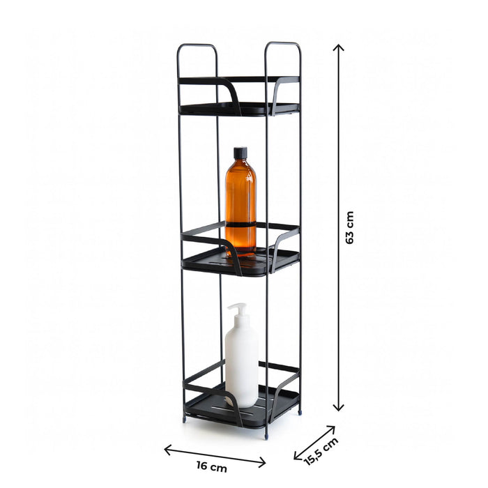 Mobiletto portaoggetti da bagno a 2 o 3 ripiani – Organizzatore bagno per salviette, sapone e accessori, scaffale salvaspazio in metallo con ripiani in plastica, già montato 3 Ripiani